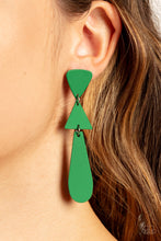 Load image into Gallery viewer, Retro Redux Green Earrings Paparazzi Accessories. Subscribe &amp; Save! #P5PO-GRXX-045XX
