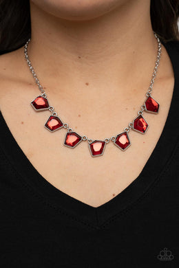 Experimental Edge - Red Necklace Paparazzi Accessories. Get Free Shipping. #P2ED-RDXX-062XX