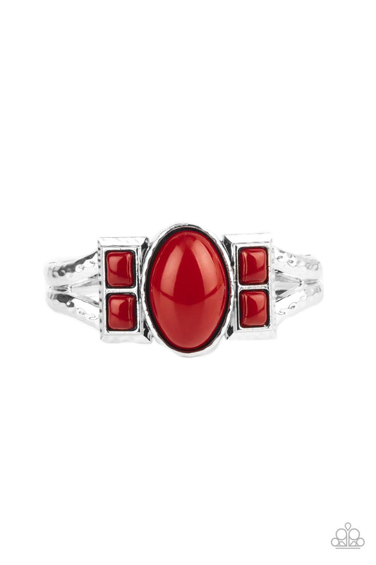 Paparazzi A Touch of Tiki - Red Bracelet Hinged Style #P9SE-RDXX-250XX