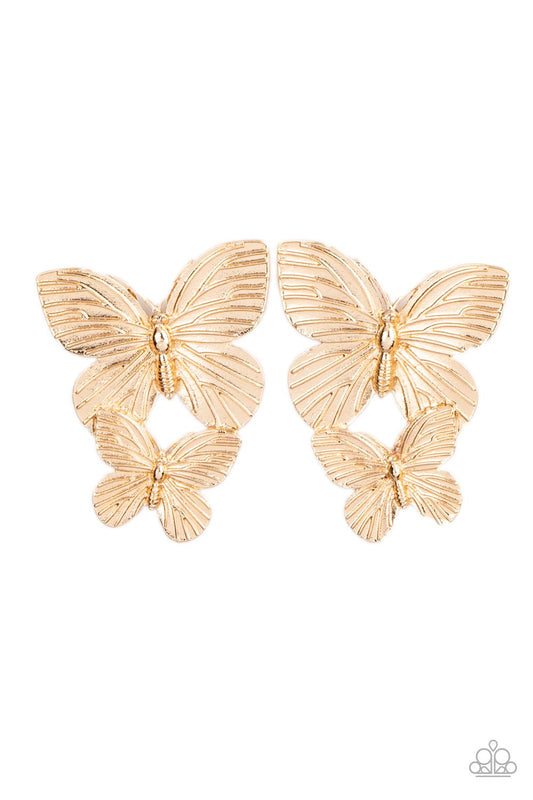 Paparazzi Blushing Butterflies Gold Butterfly Earrings. Get Free Shipping.#P5PO-GDXX-189XX