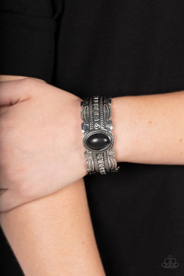 Desert Stroll - Black Cuff Bracelet Paparazzi Accessories. Subscribe & Save. #P9SE-BKXX-284XX