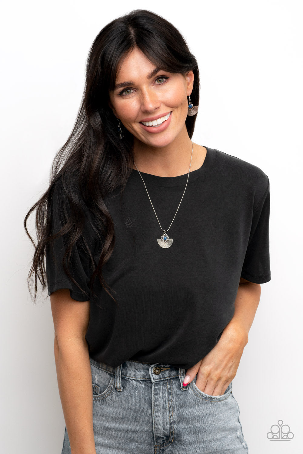 Paparazzi Manifesting Magic Blue Necklace and Earring. #P5SE-BLXX-304CJ. Get Free Shipping