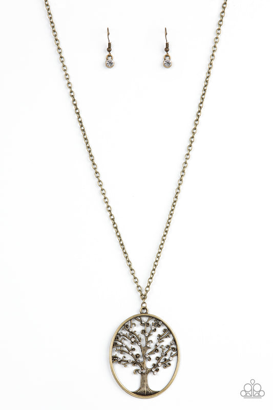 Paparazzi Autumn Abundance - Brass Tree Necklace. #P2WH-BRXX-167XX. Subscribe & Save
