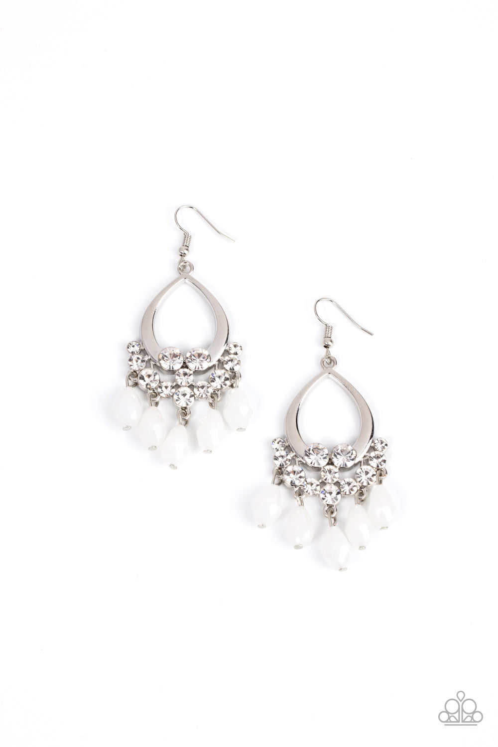 Famous Fashionista - White Earrings Paparazzi Accessories. Get Free Shipping. #P5RE-WTXX-564XX