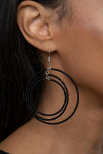 Load image into Gallery viewer, Colorfully Circulating Black Seed Beads Hoop Earrings Paparazzi Accessories. #P5SE-BKXX-299XX
