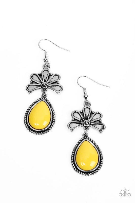 Brightly Blooming Earring Paparazzi $8 Jewelry. #P5WH-YWXX-180XX. Antique Silver Earring. Floral
