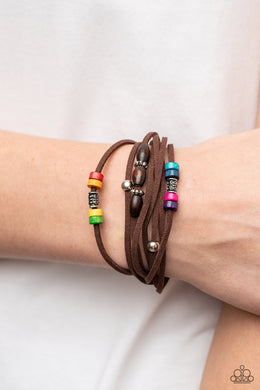 Have a WANDER-ful Day Multi Color Wooden Beads Bracelet Paparazzi Accessories. #P9UR-MTXX-224XX