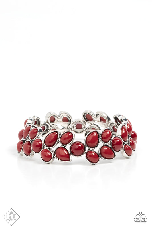 Marina Romance - Red Bracelet Paparazzi Accessories #P9ST-RDXX-006CH