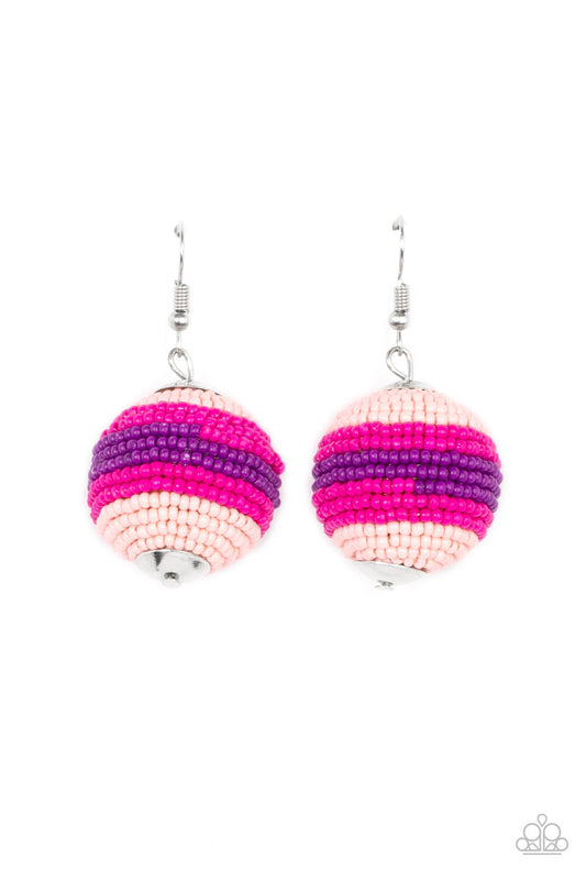 Zest Fest Pink Seed Beads Earrings Paparazzi Accessories. Get Free Shipping. #P5SE-PKXX-116XX