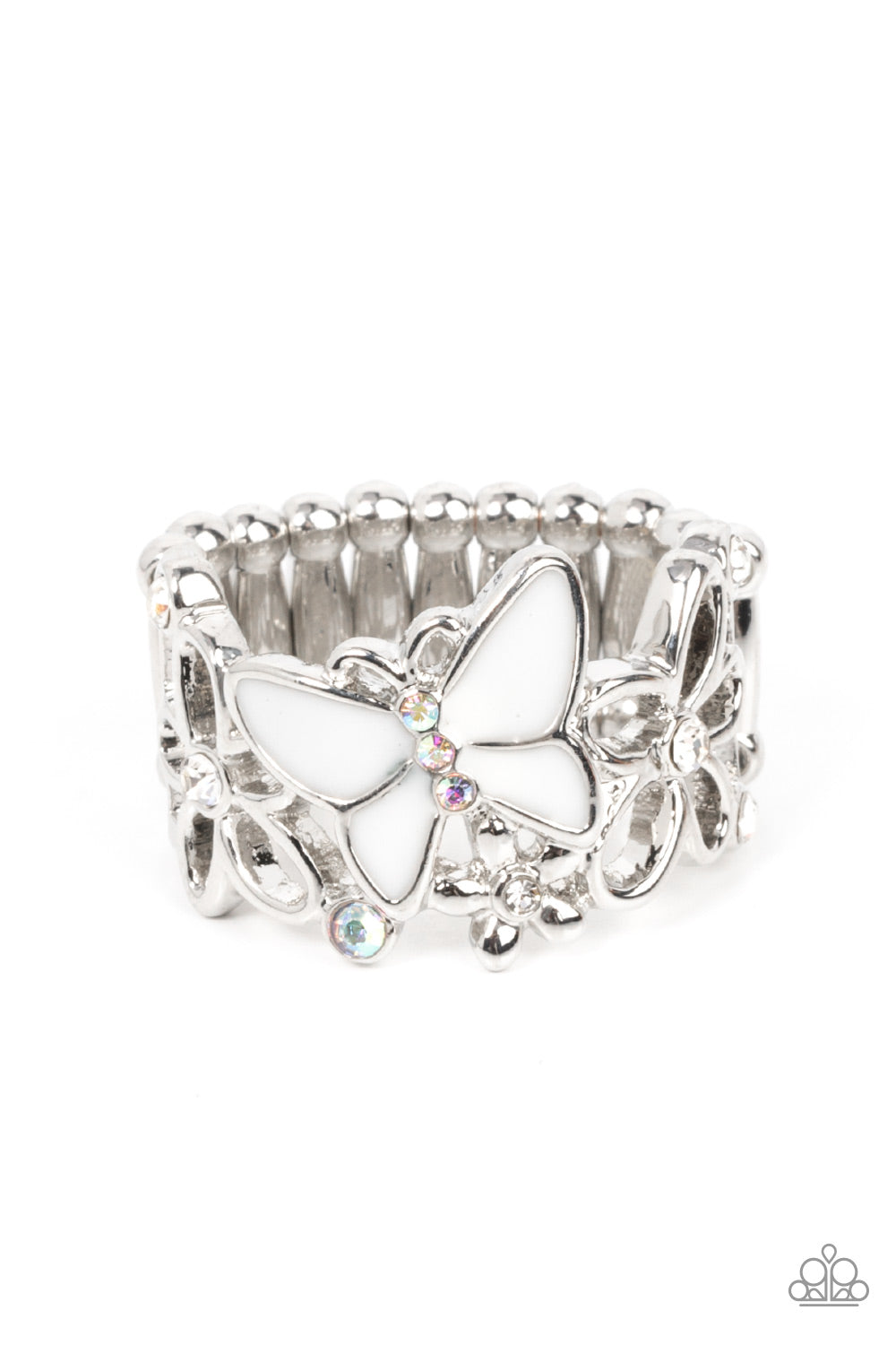 Paparazzi All FLUTTERED Up White Ring. Butterfly Ring. #P4WH-WTXX-164XX. Get Free Shipping