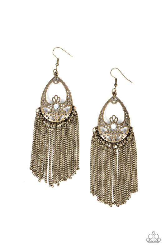 Paparazzi Castle Cottage - Brass Earrings. #P5WH-BRXX-145XX. Get Free Shipping.