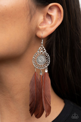 Pretty in PLUMES Brown Feather Tassel Fringe Earring Paparazzi Accessories. Subscribe & Save.
