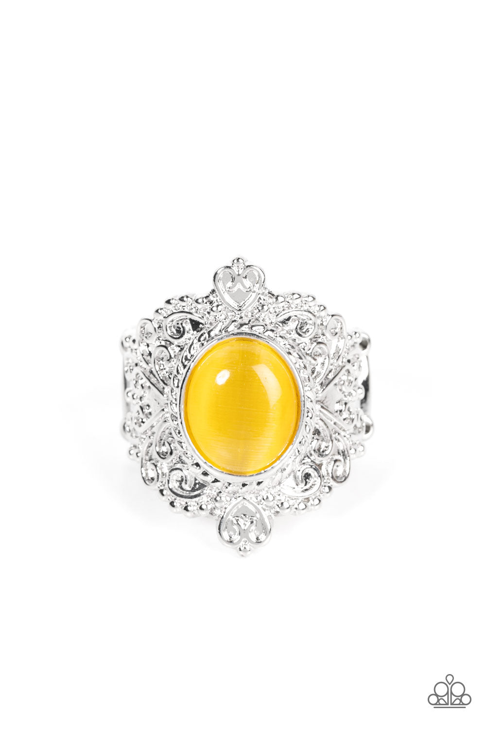 Delightfully Dreamy Yellow Cat's Eye Stone Rings Paparazzi Accessories. Get Free Shipping.