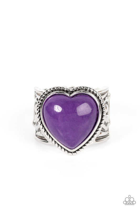 Stone Age Admirer Purple Heart Stone Ring Paparazzi Accessories. Get Free Shipping.