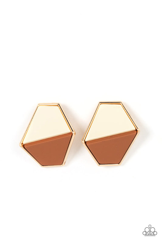 Paparazzi Generically Geometric Brown Earrings. #P5PO-BNXX-037XX. Subscribe & Save.