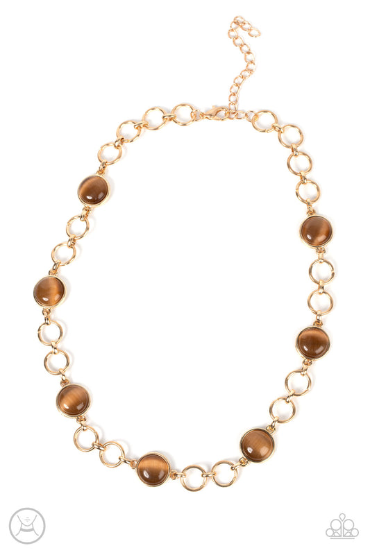 Dreamy Distractions Brown Choker Necklace Paparazzi Accessories. #P2CH-BNXX-026XX. Dainty Jewelry