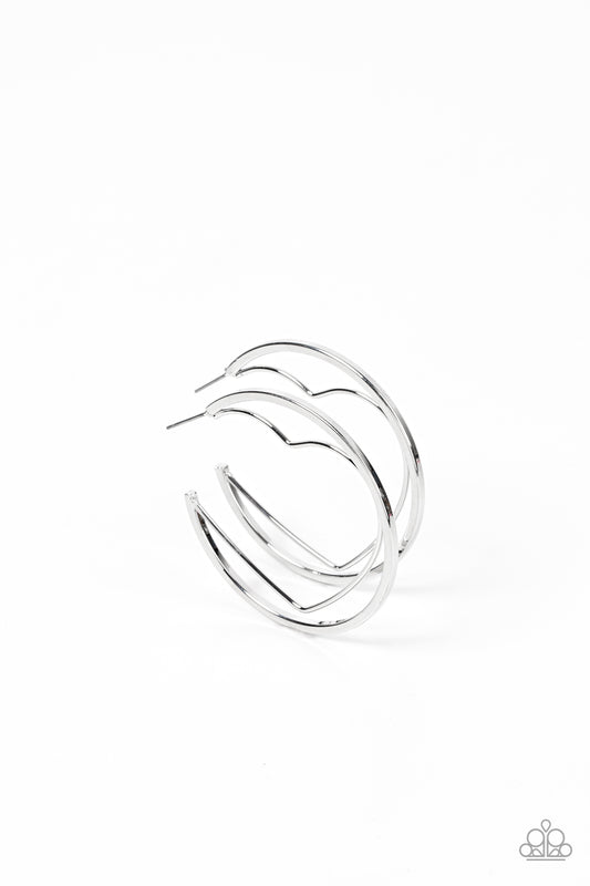 Paparazzi Love Goes Around - Silver Hoop Earrings #P5HO-SVXX-305XX