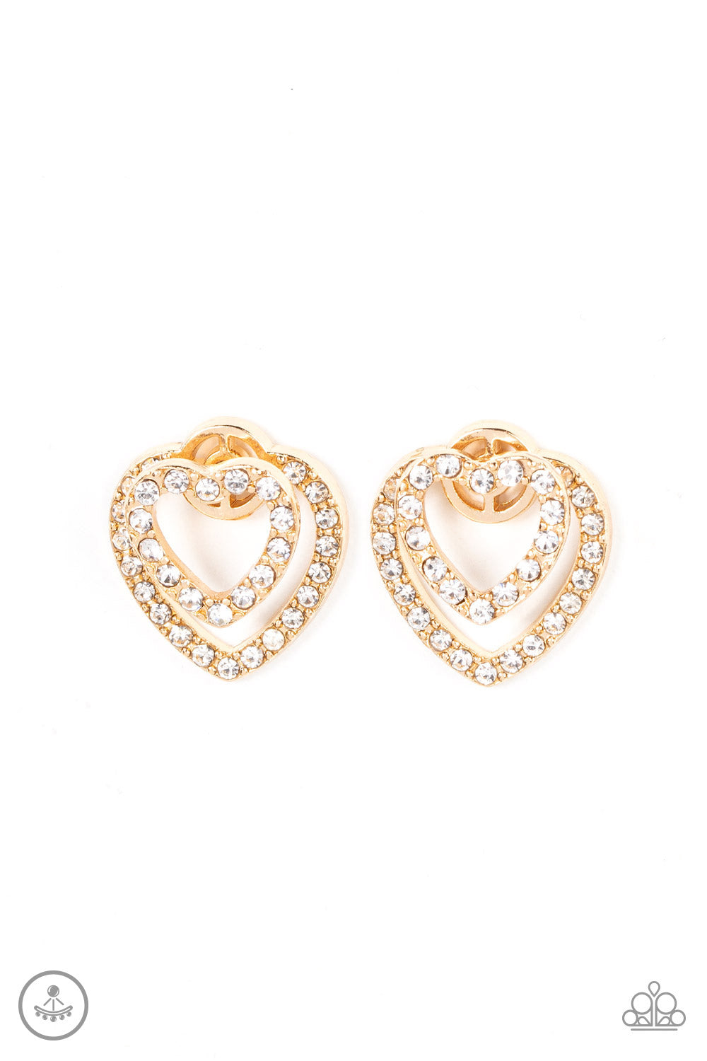 Paparazzi Ever Enamored - Gold Heart Post Earrings #P5PO-GDXX-203XX