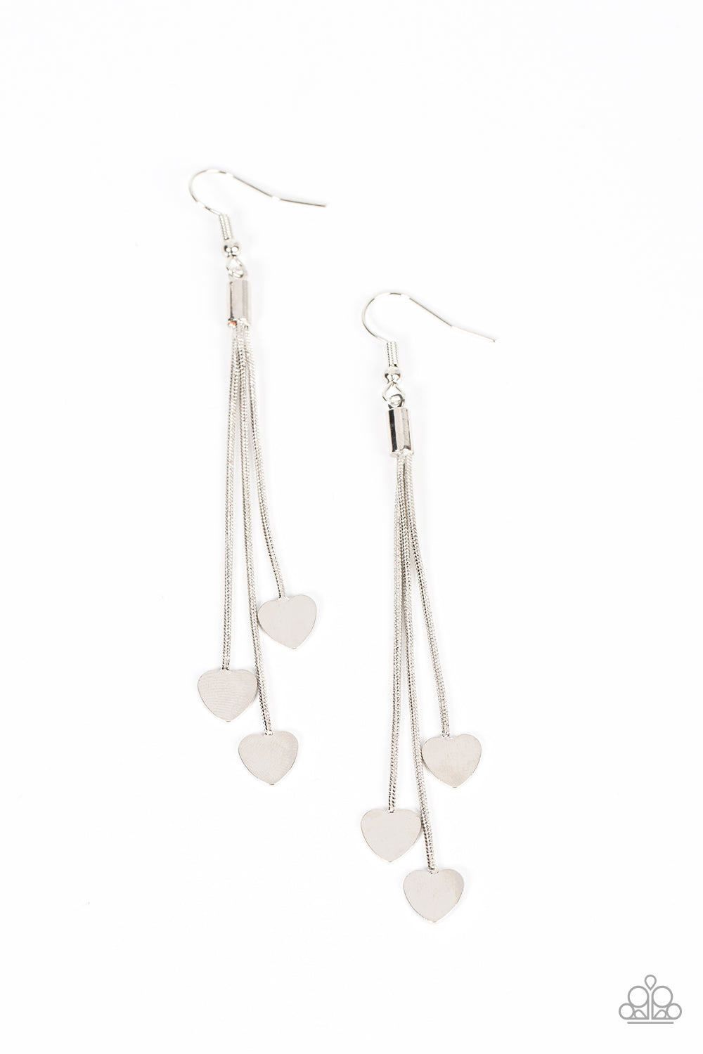 Higher Love - Silver Earrings with Heart Paparazzi Accessories #P5WH-SVXX-262XX