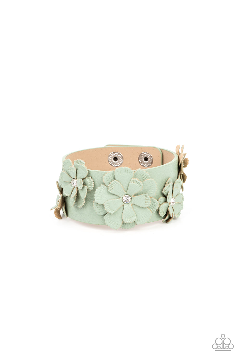 What Do You Pro-POSIES Green Floral Bracelets Paparazzi Accessories. #P9UR-GRXX-191XX. Free Shipping