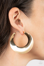 Load image into Gallery viewer, Paparazzi Power Curves Gold Earrings. Subscribe &amp; Save. #P5HO-GDXX-235XX. $5 Hoop Earrings

