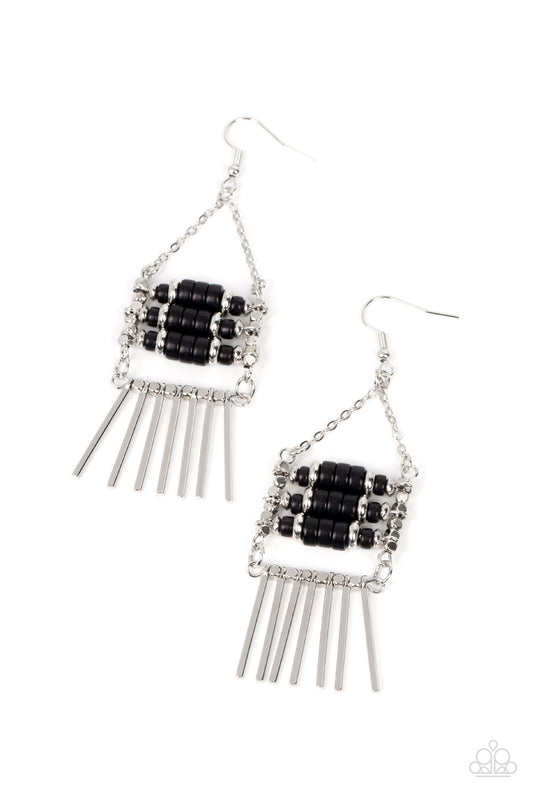 Tribal Tapestry Black Earrings Paparazzi Accessories. Subscribe & Save.#P5SE-BKXX-327XX