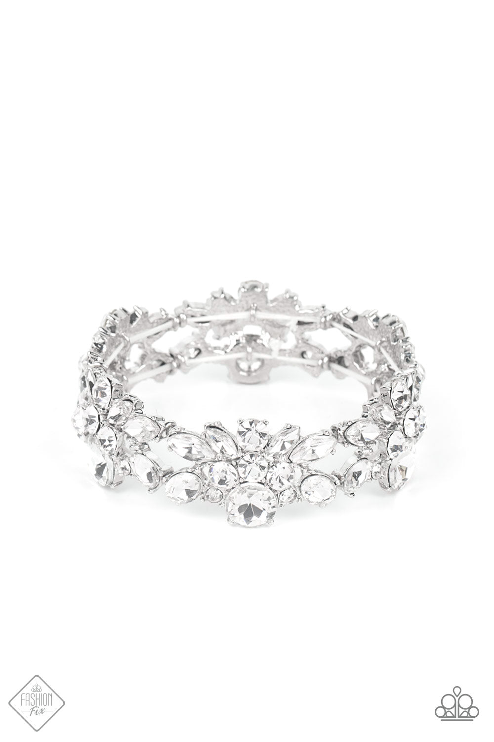 Beloved Bling White Stretchy Bracelet Paparazzi Accessories. Get Free Shipping. #P9RE-WTXX-534HU