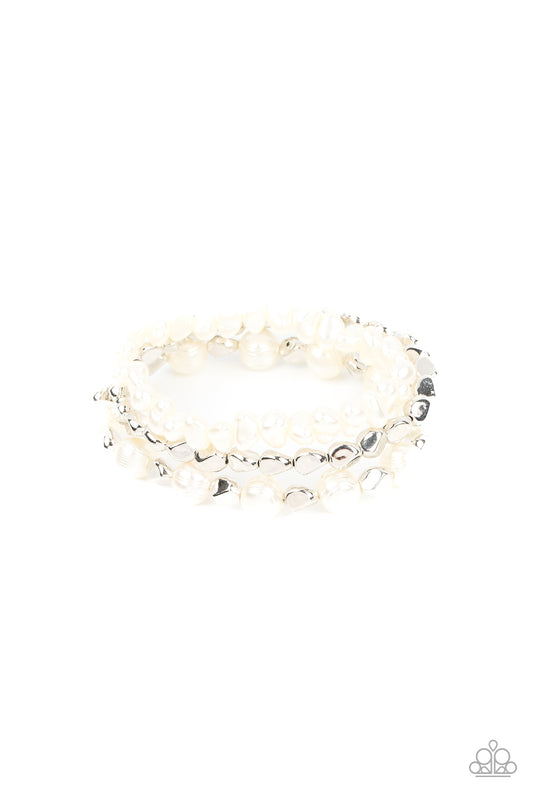 Shoreside Soiree White Stretchy Bracelets Paparazzi Accessories. Get Free Shipping. #P9RE-WTXX-526XX