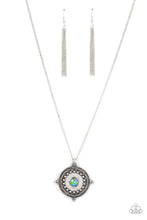 Load image into Gallery viewer, Compass Composure Green Iridescent Necklace Paparazzi Accessories. Free Shipping. #P2SE-GRXX-253XX
