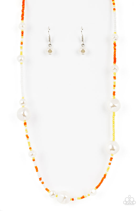 Paparazzi Modern Marina Orange Necklace. #P2SE-OGXX-286GT. Get Free Shipping. Seed Beads Dainty