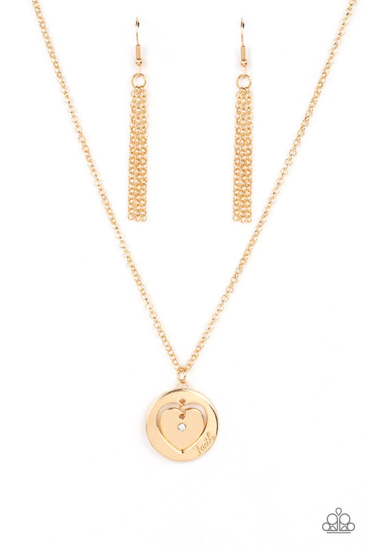 Heart Full of Faith Gold Necklace Paparazzi Accessories. #P2RE-GDXX-443XX. Inspirational Faith $8