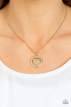 Load image into Gallery viewer, Paparazzi Heart Full of Faith Gold Heart Dainty $5 Necklace. Get Free Shipping.
