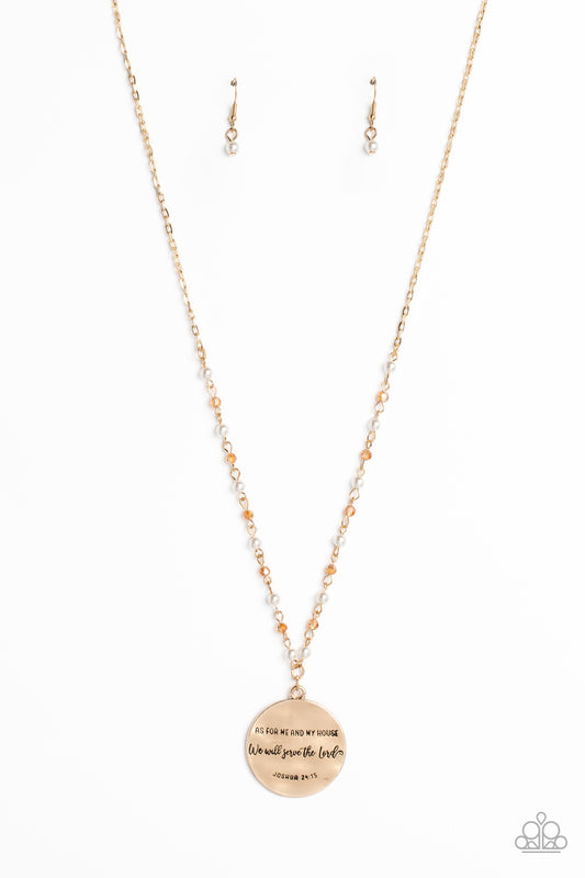 Serving the Lord Gold Long Necklace with Pearls and Beads. Subscribe & Save. Mid length necklace