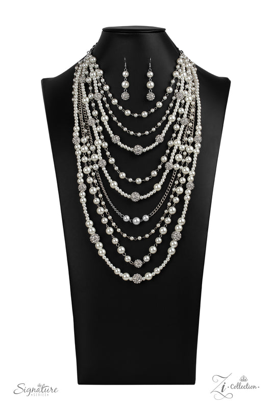 The LeCricia White Zi Pearls Necklace Paparazzi Accessories. Get Free Shipping. #Z2010