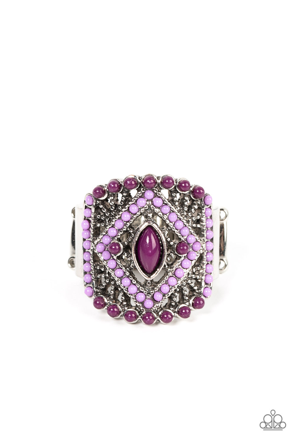 Amplified Aztec Ring Paparazzi $5 Jewelry. Purple Seed Beads Ring. #P4WH-PRXX-194XX.