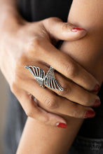 Load image into Gallery viewer, Paparazzi Angels Among Us - Blue Feathery Wing Ring $5 Jewelry. Free Shipping. #P4RE-BLXX-234XX
