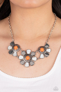 Aquatic Garden Orange Sea-Shell Petal Flower Necklace Paparazzi Accessories. Get Free Shipping.