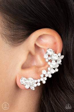 Astronomical Allure White EarCrawlers Paparazzi Accessories. Get Free Shipping. Ear Climbers