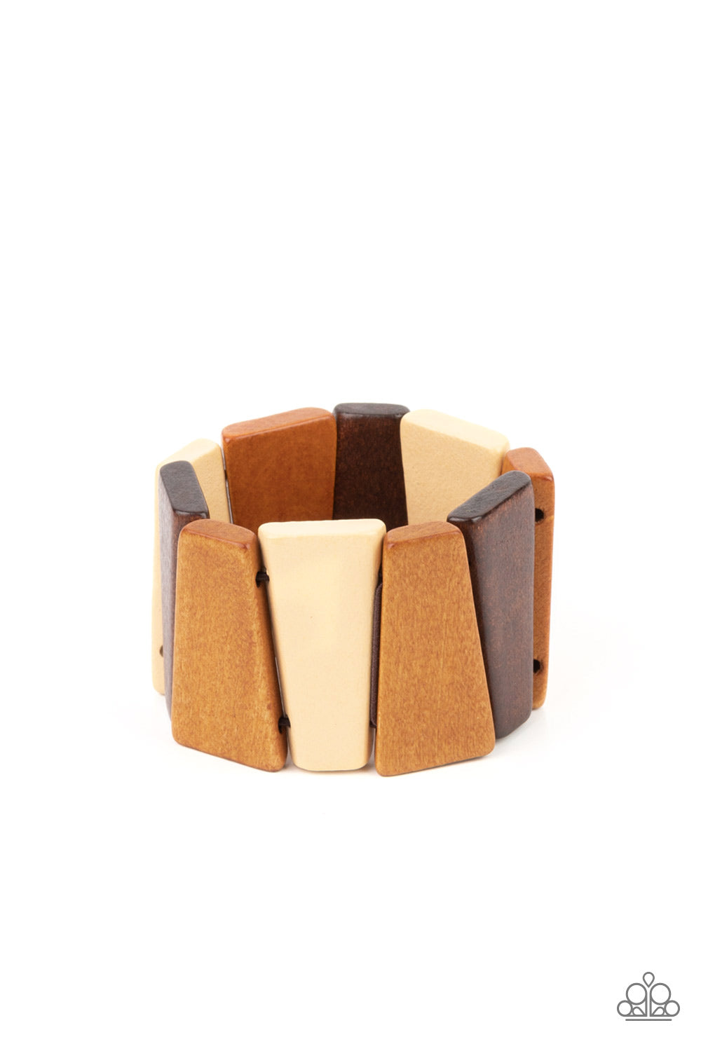 Barbados Backdrop - Multi Bracelet Paparazzi Accessories Brown Wooden Chunky Bracelet