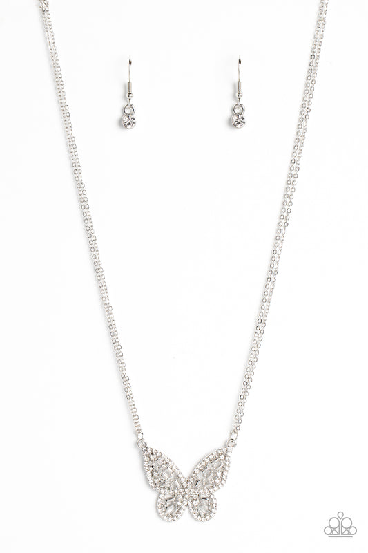 Paparazzi Baroque Butterfly White Necklace. Subscribe & Save. #P2WH-WTXX-302FS. Dainty Butterfly