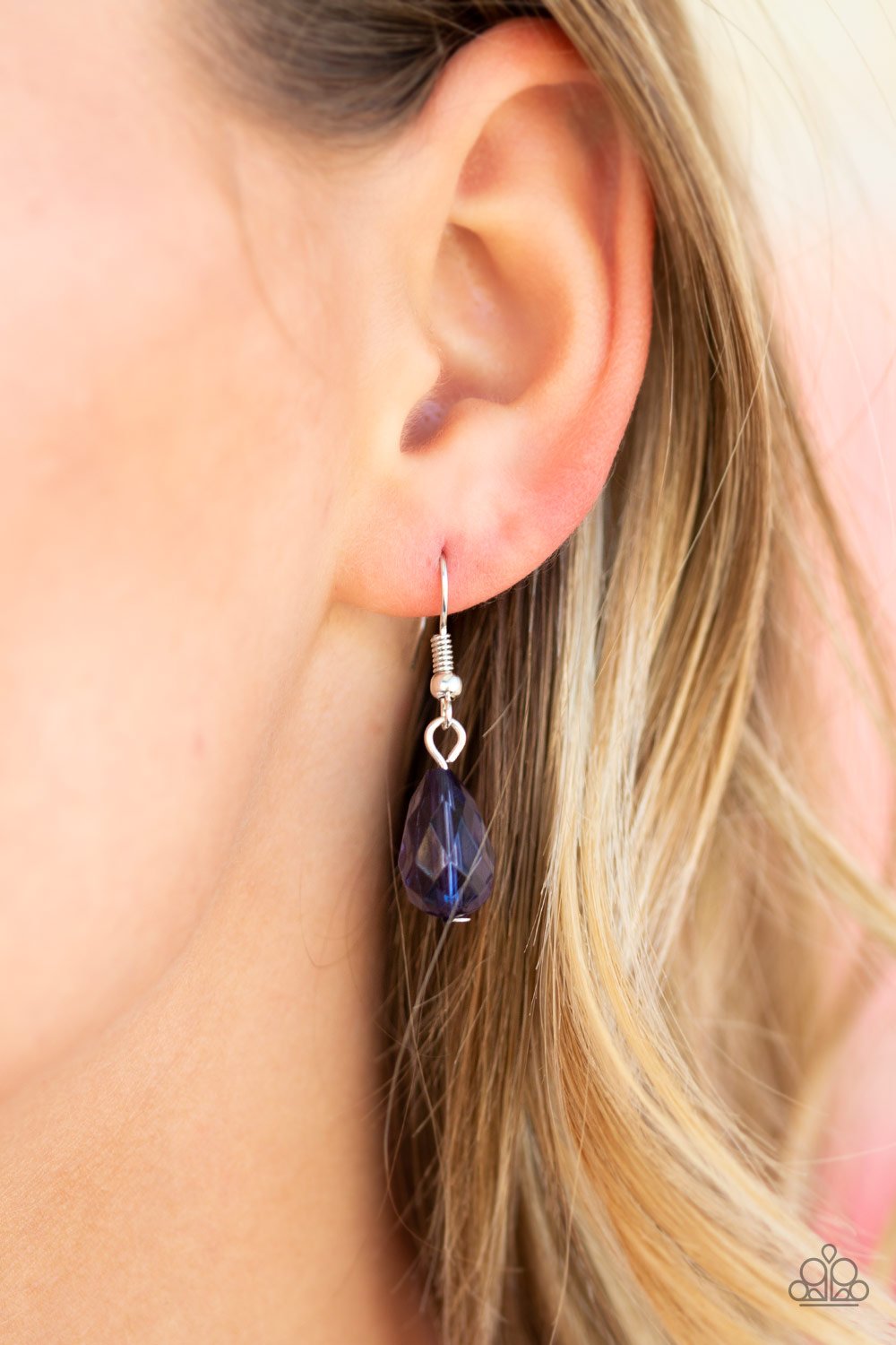 Paparazzi Beach Buzz Blue Lanyard with matching earrings. Shop Valentine Gifts for her. Free Shipping