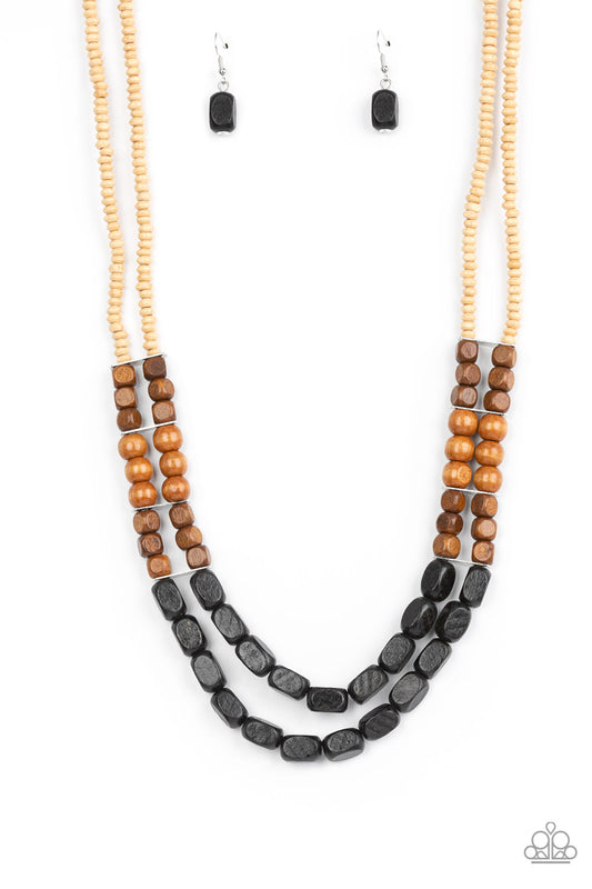 Bermuda Bellhop - Black Wooden Necklace Paparazzi Accessories. Subscribe & Save. #P2SE-BKXX-300XX