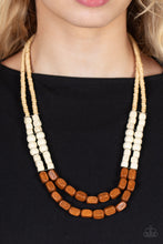 Load image into Gallery viewer, Bermuda Bellhop Brown Wooden Short Necklace Paparazzi Accessories.
