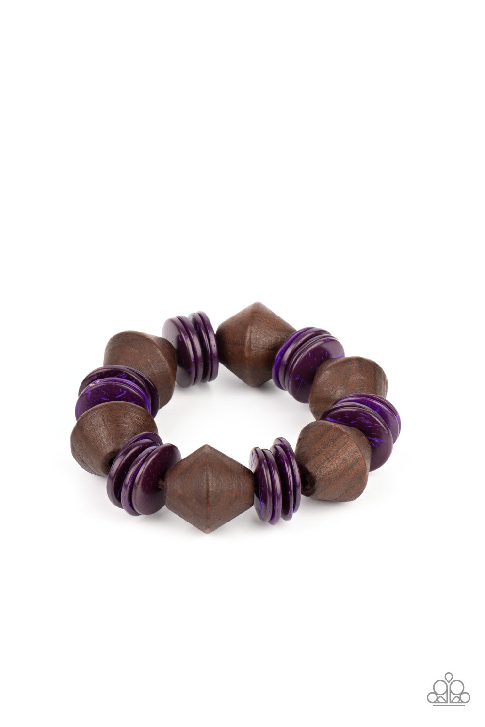 Bermuda Boardwalk Purple Bracelet Paparazzi Accessories with Brown Wooden Beads #P9SE-PRXX-150XX