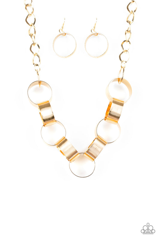 Paparazzi Necklace ~ Big Hit - Gold - Statement Necklace