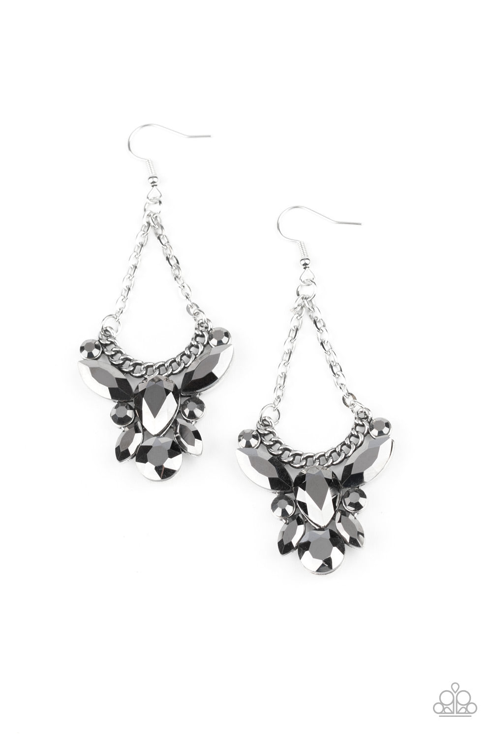 Paparazzi Earring ~ Bling Bouquets - Silver Hematite Earring
