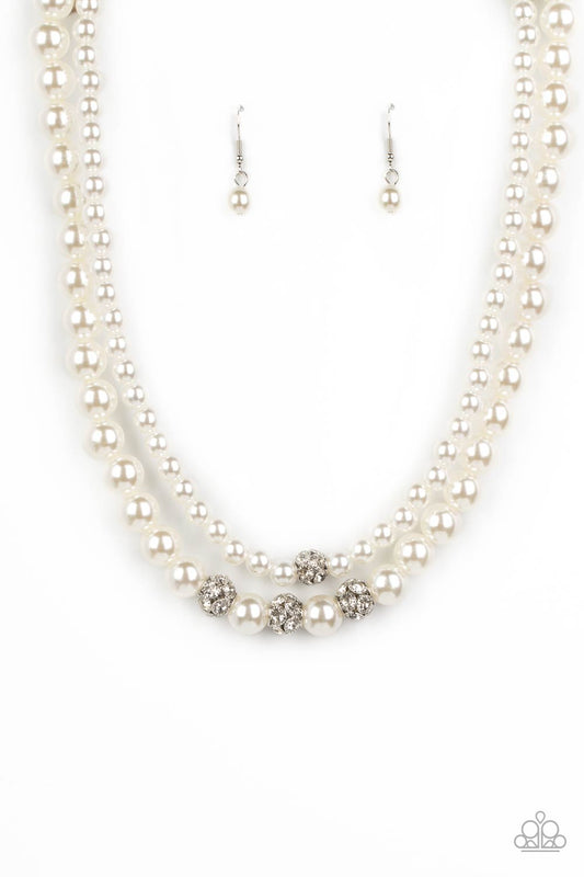 Paparazzi Brilliant Ballerina White Necklace. Get Free Shipping. #P2ST-WTXX-123XX. Pearl Necklace