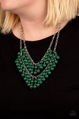 Paparazzi Bracelet ~ Bubbly Boardwalk - Green Beads Fringe Necklace Multi layer