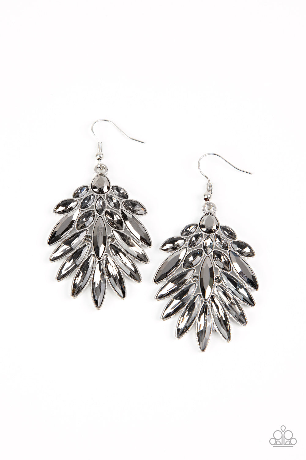 COSMIC-politan Silver Hematite Rhinestone Earring Paparazzi Accesssories. Subscribe & Save.
