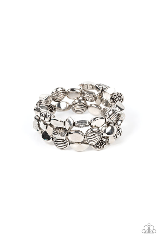 Charmingly Cottagecore Silver Coil Wire Bracelet Paparazzi Accessories. Subscribe & Save!